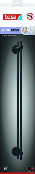 Image du produit tesa MOON BLACK Barre porte-serviettes double avec solution adhésive sans perçage