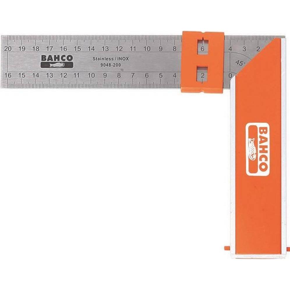 Bahco, Winkelmesser, Zimmermannswinkel mit Stahlblatt und Schiebemarkierung 300 mm