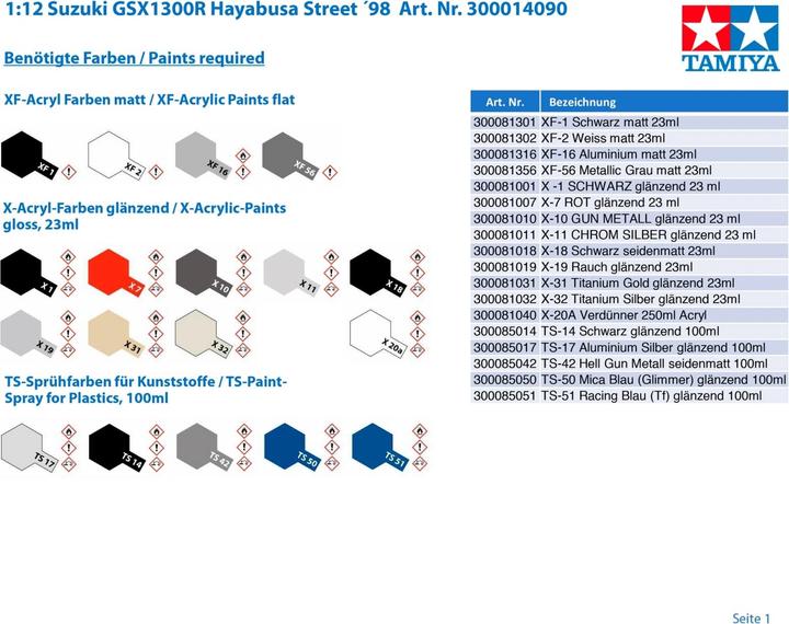 Produktbild Tamiya Suzuki GSX1300R Hayabusa