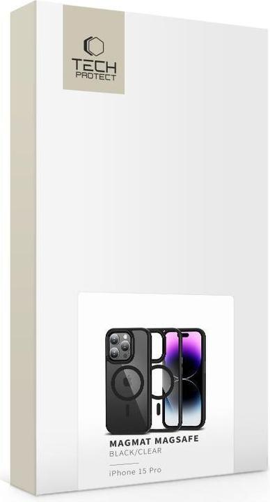 Actual product image Tech-Protect MagMat MagSafe case for iPhone 15 Pro - transparent and black (Apple iPhone 15 Pro)