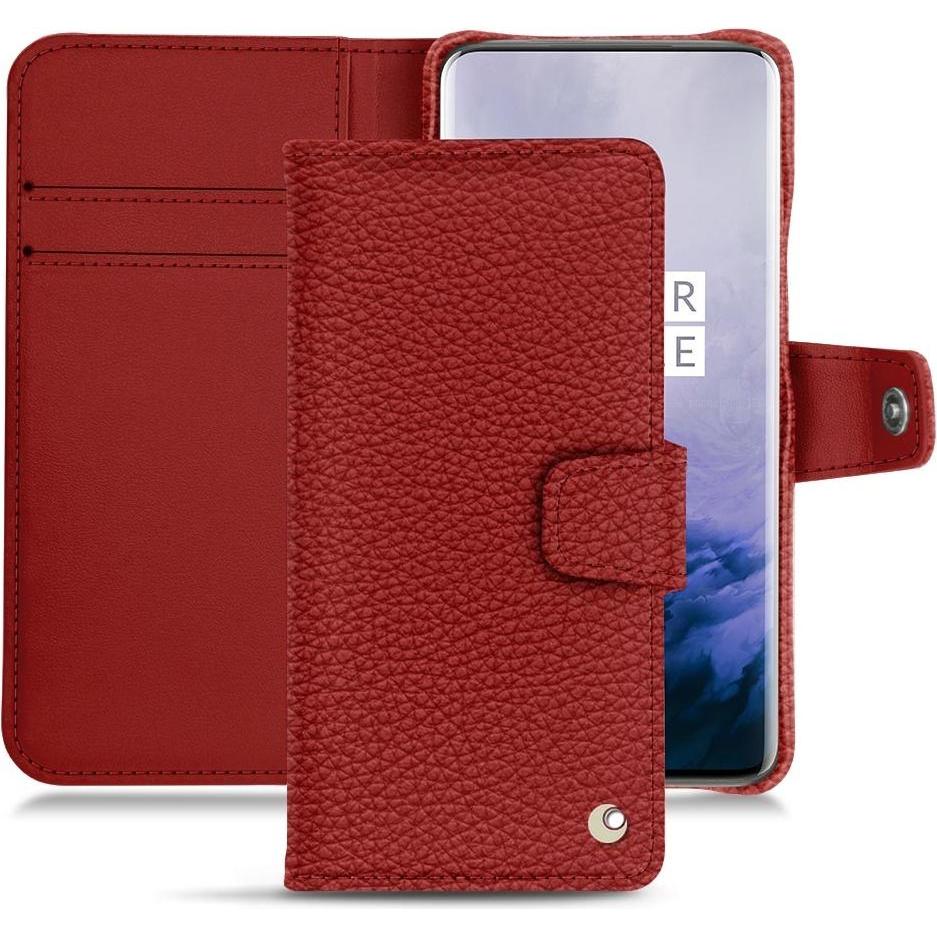 Noreve Lederschutzhülle Wallet (OnePlus 7 Pro), Smartphone Hülle, Rot