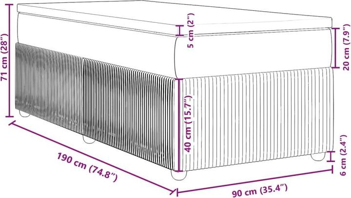 Produktbild VidaXL Bo x springbett mit Matratze 90 x 190 cm Stoff (90 x 190 cm, 90 x 190 cm)