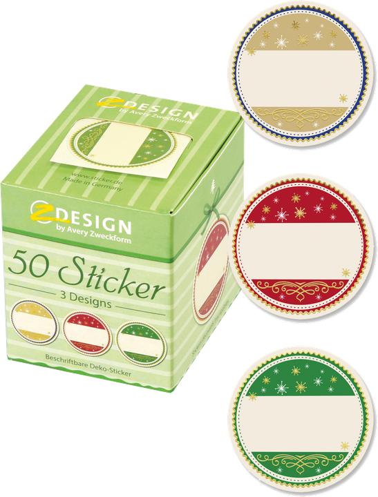 Actual product image Avery Sticker on roll Gift 50 pieces Green/Red/White