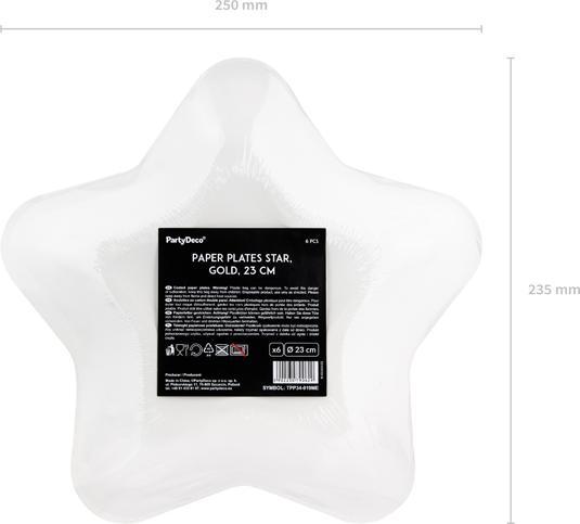 Actual product image Partydeco Star Shaped Plate Gold (6x)
