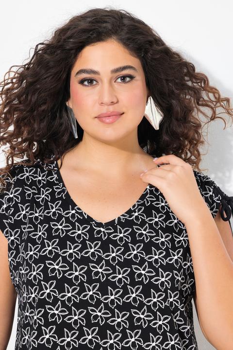 Actual product image Ulla Popken Vinework Gathered Cap Sleeve Dress (46, 48)