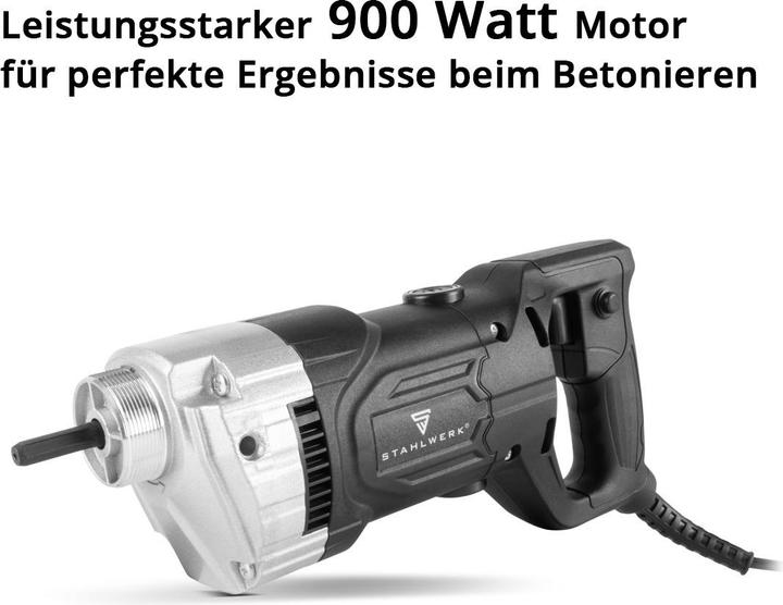Produktbild Stahlwerk Betonverdichter 900W mit Rüttelflasche 35mm 1,5m Gesamtlänge Innenrüttler für Betonbau