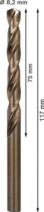 Produktbild Bosch Professional Zubehör PRO Stainless Steel HSS-Co Spiralbohrer, 8,2 x 75 x 117 mm (8.2 mm)