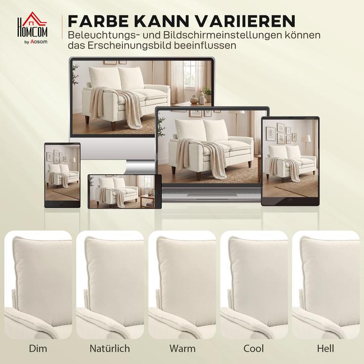 Produktbild Homcom Zweisitzer Sofa Chenille (100 % Polyester) Cremeweiss (2-Sitzer)
