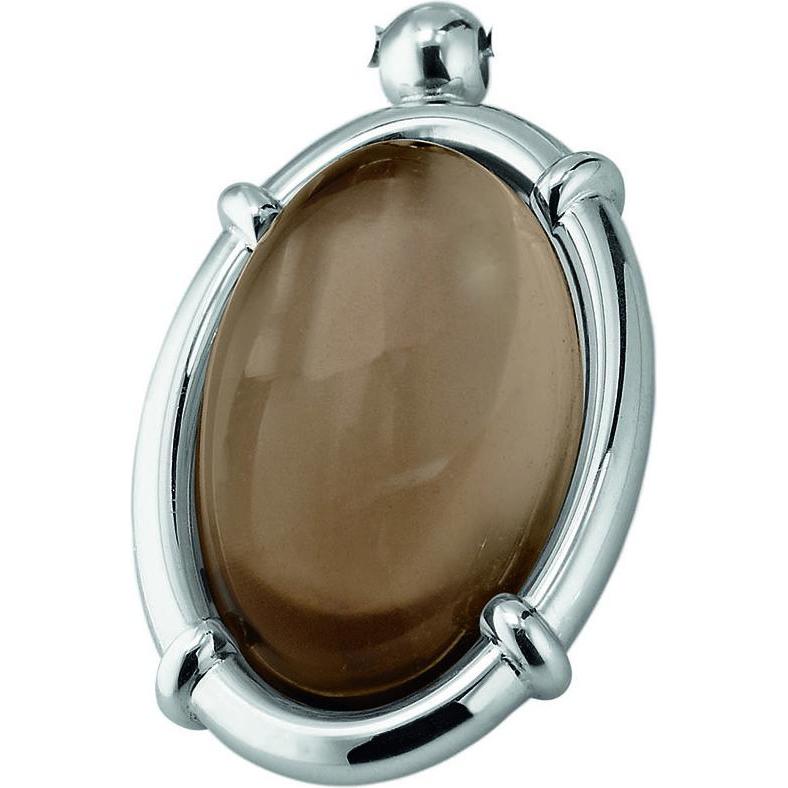 Xen, Kettenanhänger, Anhänger oval mit Rauchquarz aus Edelstahl poliert, (Edelstahl)