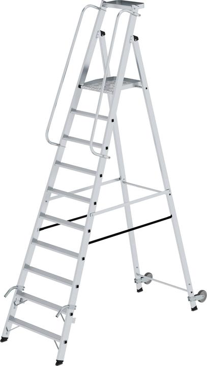 Produktbild Munk Plattformleiter mit Rollen und Griff 10 Stufen mit Ablageschale (Plattformleiter)