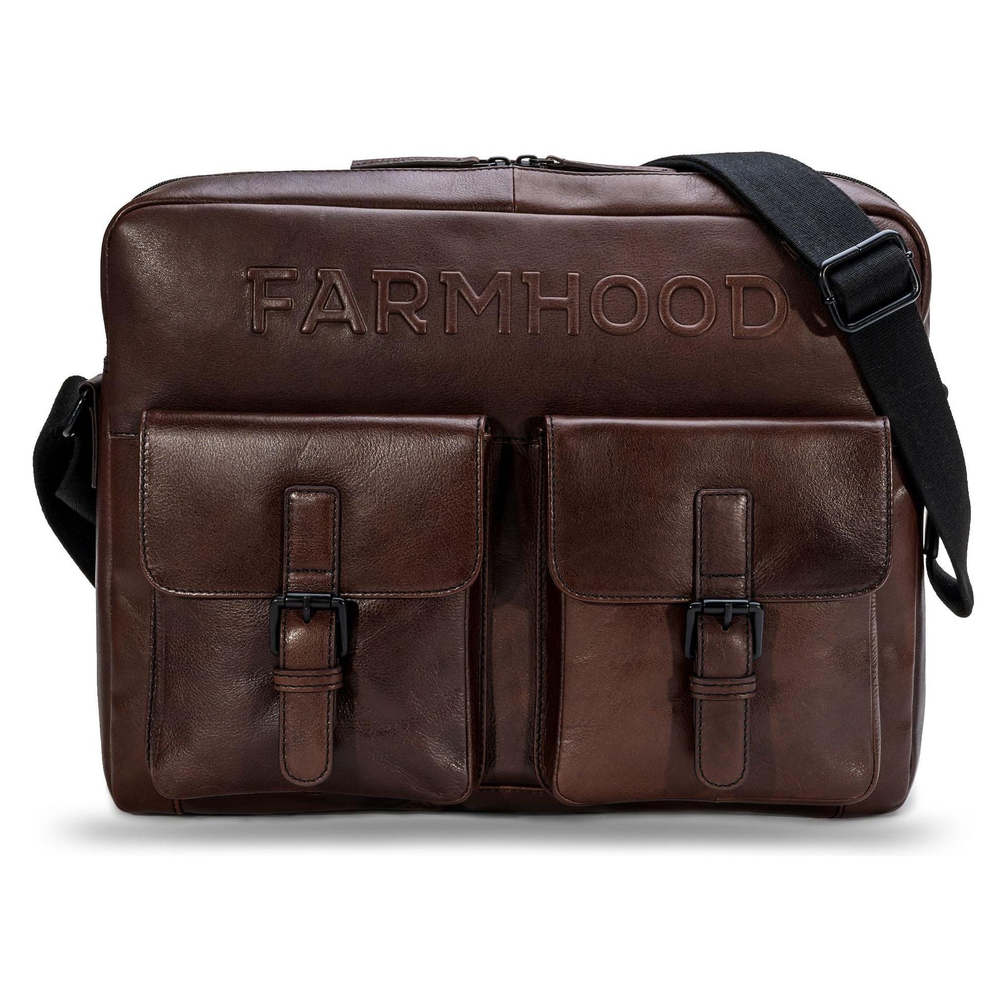 Farmhood Memphis Aktentaschen Messenger Leder 38 Cm Laptopfach (15.40"), Notebooktasche, Braun
