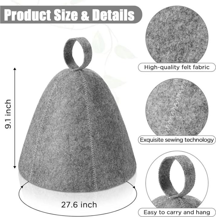 Produktbild Nikko Saunahut Badehut aus Wollfilz, Banja grau