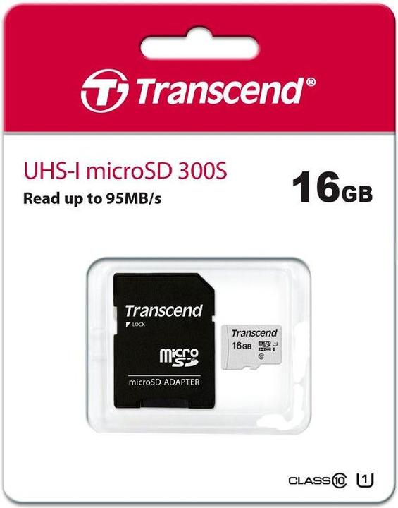 Actual product image Transcend USD300S (16 GB, microSDHC, U1, UHS-I)