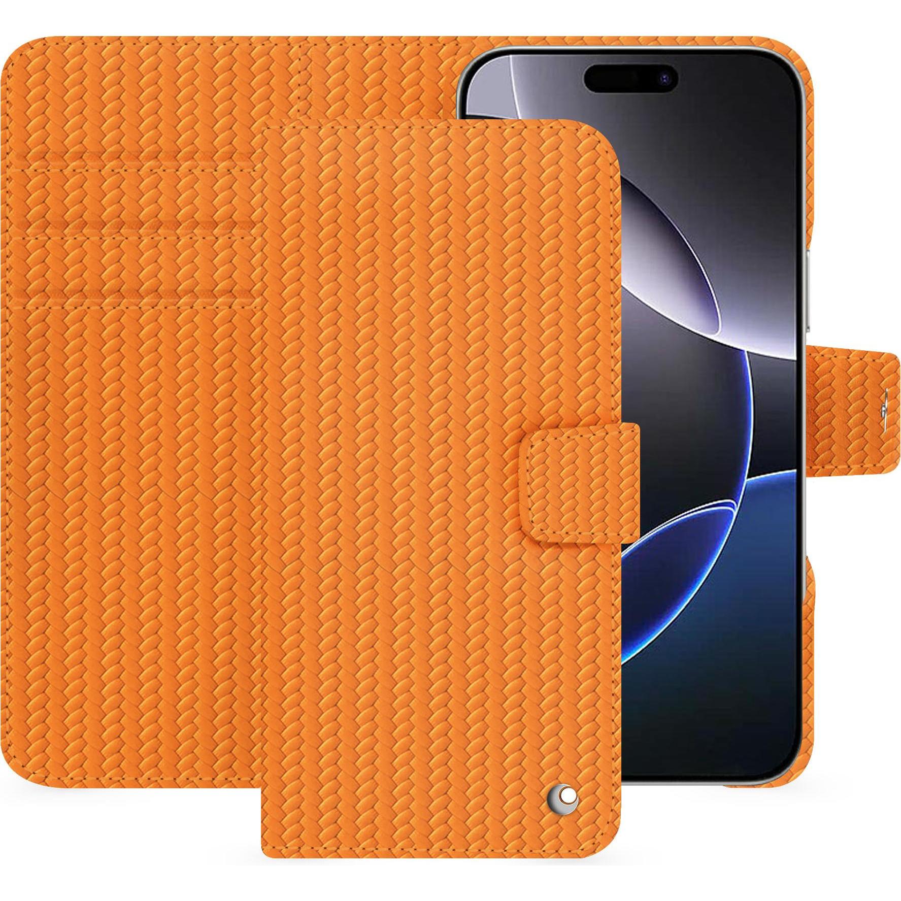 Noreve Lederschutzhülle Apple iPhone 16 Pro Max (Apple iPhone 16 Pro Max), Smartphone Hülle, Orange