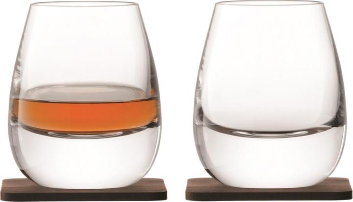 Produktbild LSA Whisky Islay Becher 250ml - klar und Nussbaum Untersetzer x (2.50 dl, 2 x, Whiskygläser)