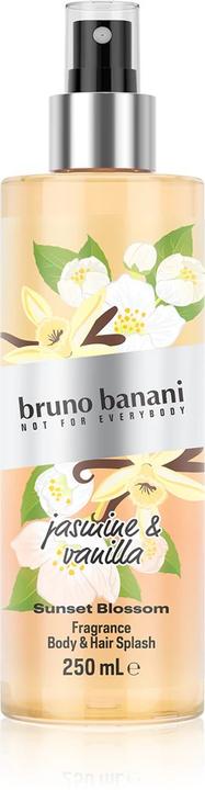 Produktbild Bruno Banani BB Sunset Blossom BM 250ml (250 ml, Körper- & Haarduftspray, Birne, Jasmin, Kokosmilch, Orange, Vanille, Zedernholz)