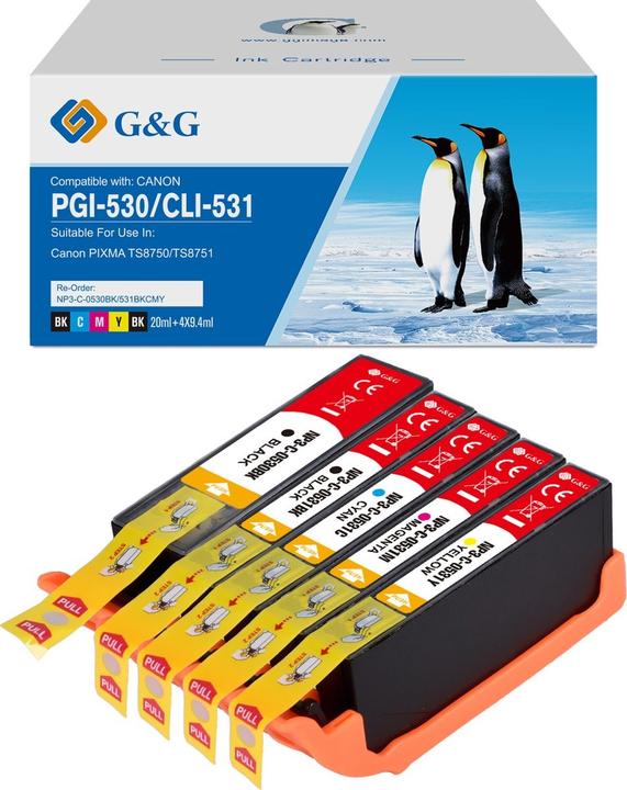 Image du produit G&G Cartouche Remplace Canon PGI-530, Canon CLI-531 Noir Compatible, Cy (C, CF, M, Y)