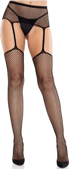 Produktbild Leg Avenue - Lace Stockings With Cross And Garter Belt Black