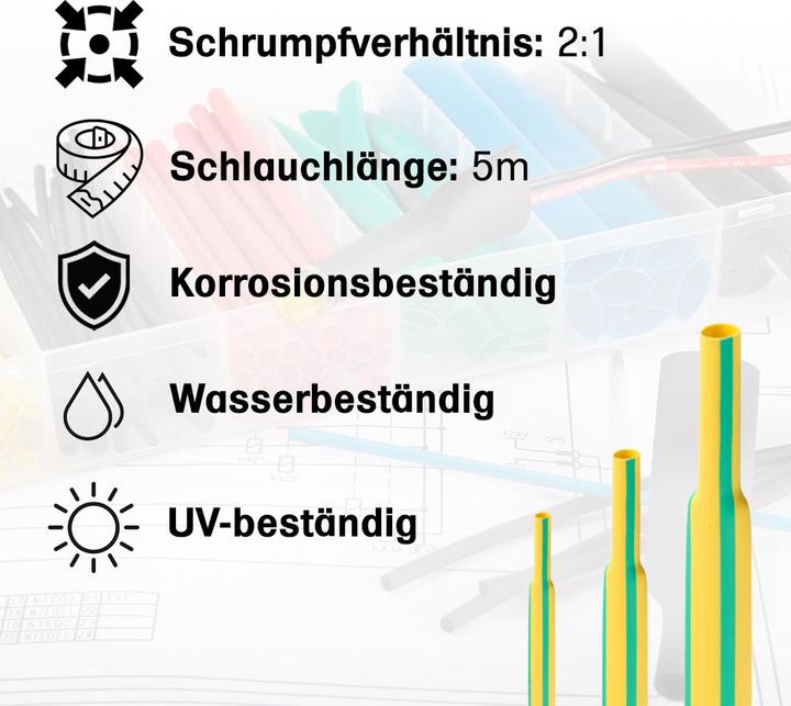 Immagine prodotto Offgridtec Tubo termorestringente verde/giallo 6,4 mm > 3,2 mm 2:1