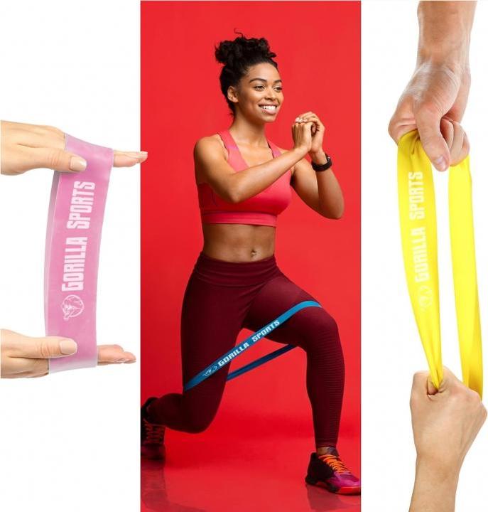 Produktbild Gorilla Sports Resistance Band Set (0.50 m, Stark, Extra Stark, Mittel, Extra Leicht, Leicht)