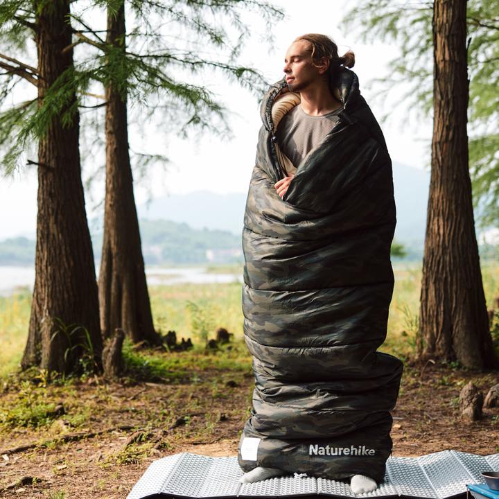 Actual product image Naturehike Warmy square with hat warming cotton sleeping bag M400/Green/right
