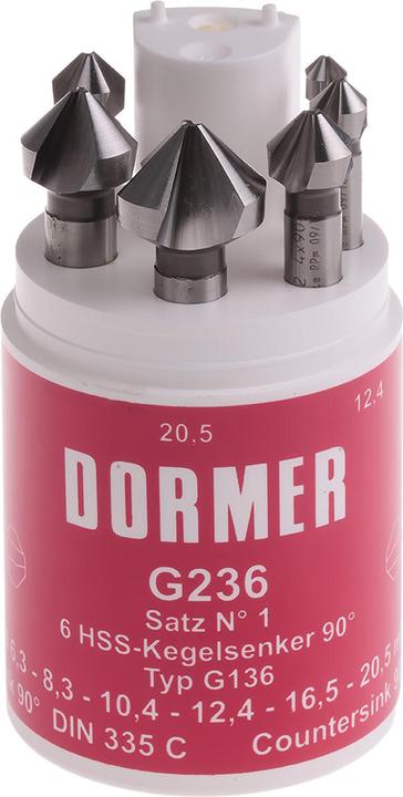 Produktbild Dormer Hss Straight Shank Countersink Set No 1 (10.4 mm, 12.4 mm, 16.5 mm, 20.5 mm, 6.3 mm, 8.3 mm)