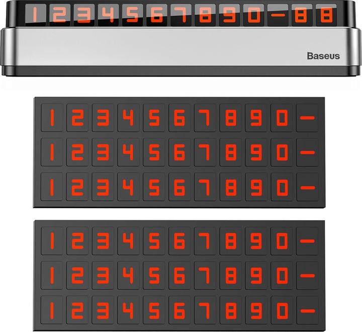 Actual product image Baseus Moonlight Box Series Temporary Parking Number Plate Silver