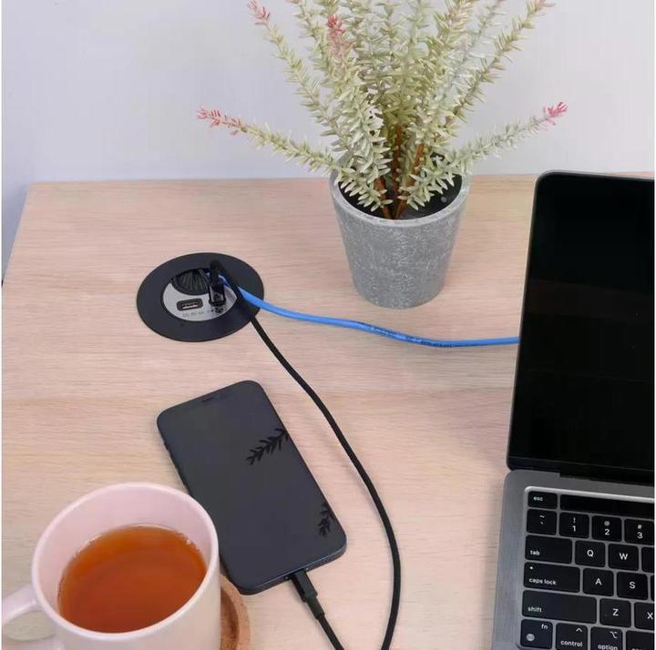 Actual product image Max Hauri Office Line cable feed-through with USB/A and USB/C charger