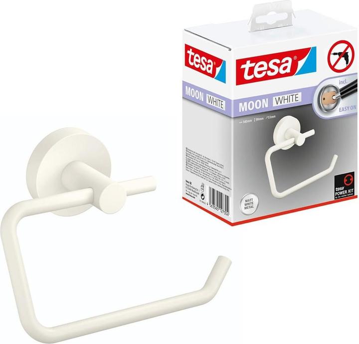 Actual product image tesa MOON WHITE toilet roll holder incl. adhesive solution without drilling