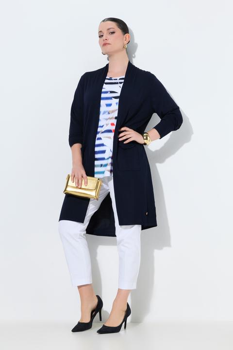 Produktbild Ulla Popken Long-Strickjacke, Stehkragen, offene Form (58, 60)