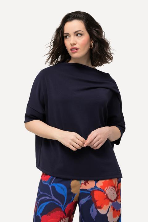 Produktbild Ulla Popken Sweatshirt, Zierfalten, Oversized, Stehkragen, Halbarm (46, 48)