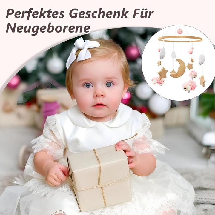 Image du produit Swecomze Holz Mobile mit Schafen und Sternen