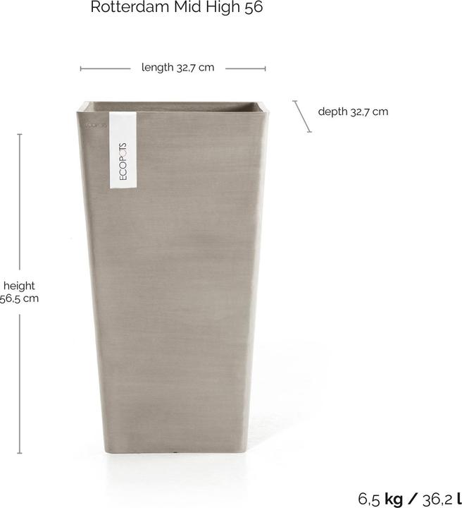 Actual product image Ecopots Rotterdam halbhoch (31 x 31 x 56.50 cm)
