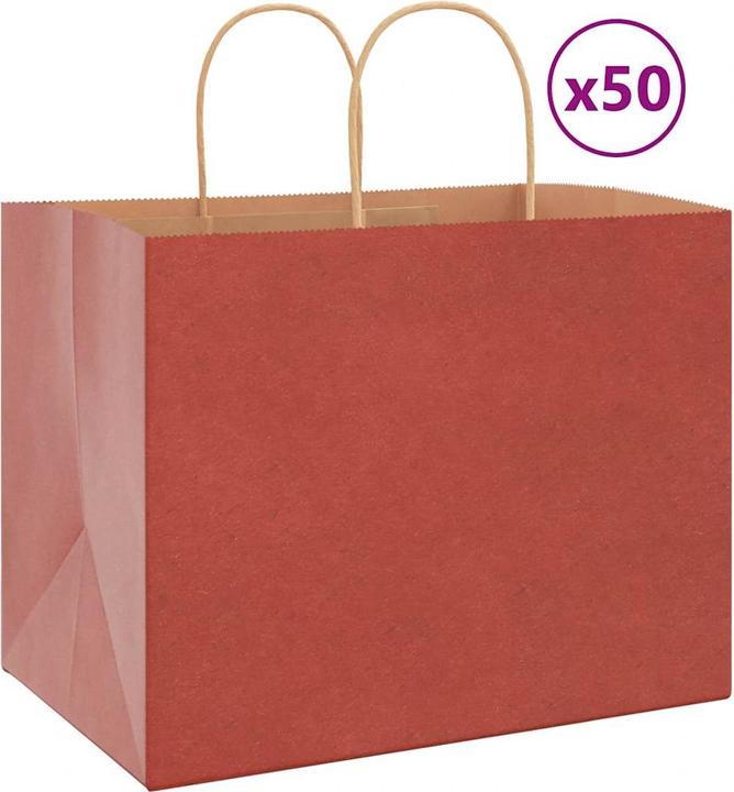 Actual product image VidaXL Kraft paper bags 50 pcs. with handle red 32x22x24 cm paper bag (Gift bag, 50 x)