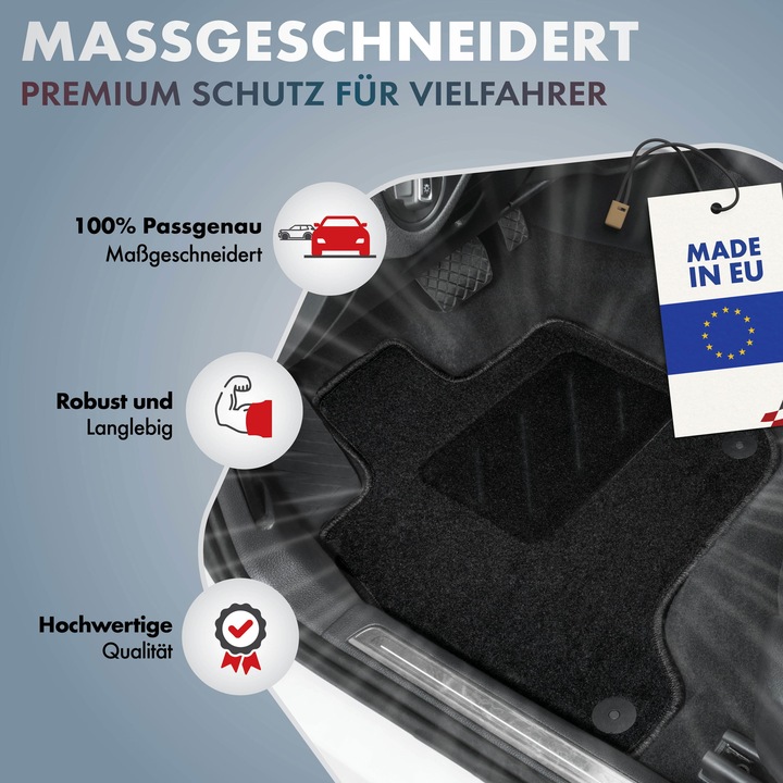 Produktbild Walser Fussmatten für Mercedes C-Klasse (W203) C180-C270 Sportcoupe BJ 03/2002 - 02/2011 (2 Vordermatten + 2 Rückmatten)