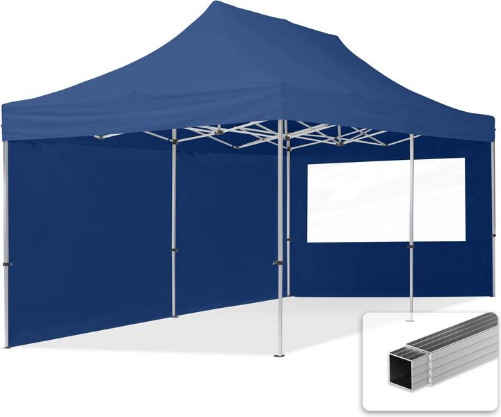 Toolport Faltpavillon Faltzelt Pavillon 3x6m - 2 Seitenteile Aluminium 32mm Partyzelt 700N blau (300 cm, 600 cm)