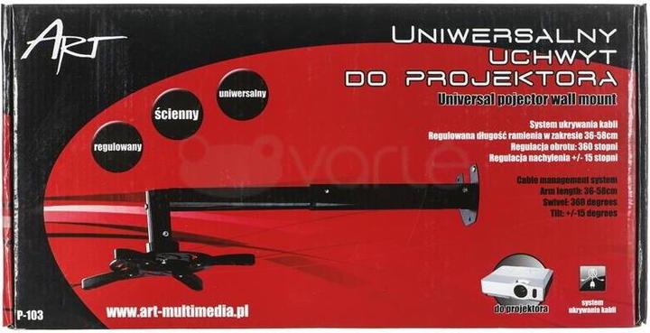 Actual product image Art RAMP P-103 Holder P-103 *36-58cm* to projector juodas 15KG mounting to the wall (Ceiling, Wall)