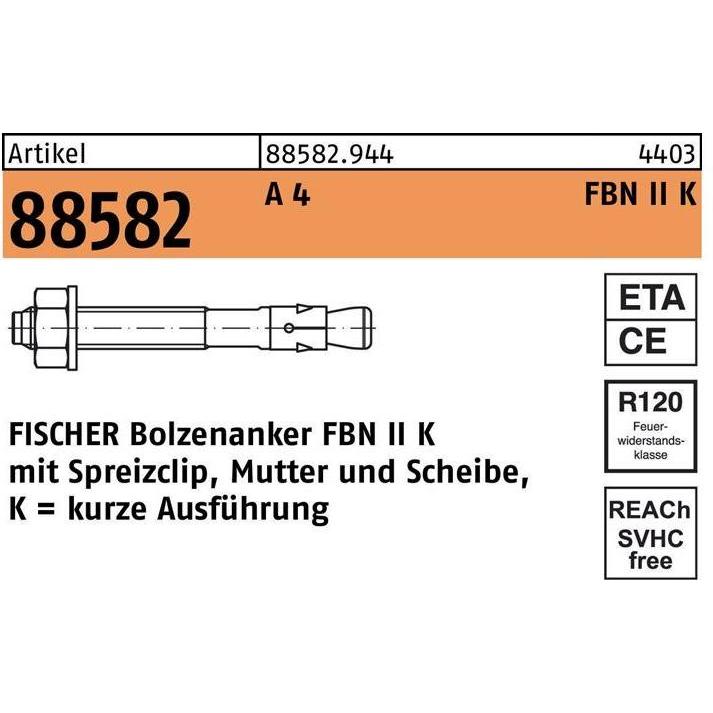 Thumbnail - Fischer, Dübel, Bolzenanker FBN II 8/5 K R (50 Stk.)