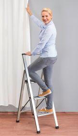 Produktbild Wenko Klapptritt silber 3 Stufen, H: 119,0 cm (Klapptritt, 44 cm)