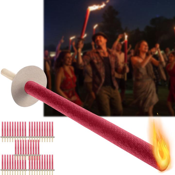 Actual product image Ströbel Set of 50 wax torches with wooden handle and hand protection plate, burning time approx. 60 min