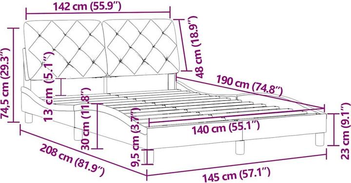 Image du produit vidaXL Bettgestell (140 x 190 cm)