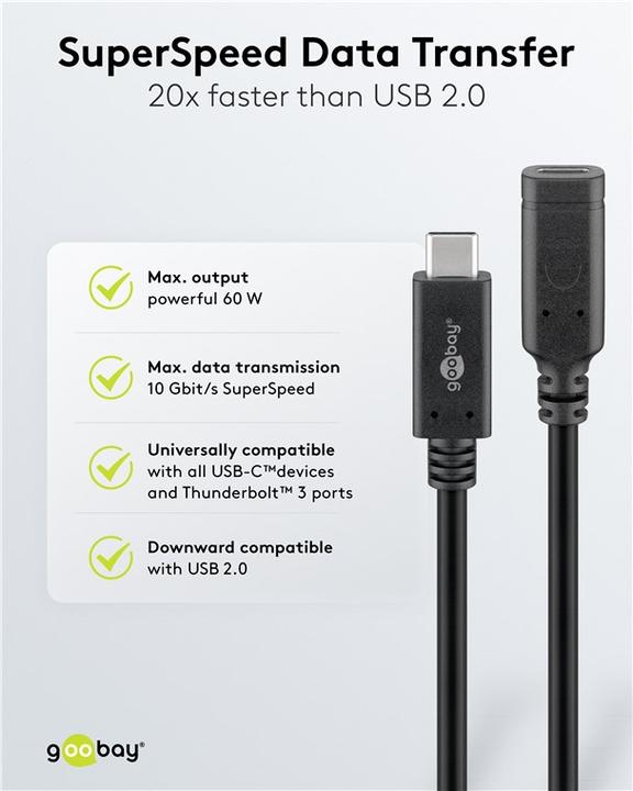 Image du produit Goobay USB C — USB C (1 m, USB 3.2 Gen 2, 20 W)