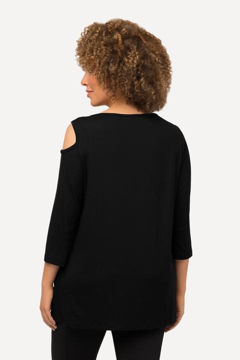 Actual product image Ulla Popken Asymmetric Petal Cutouts A-line Fit Stretch Knit Top (42, 44)