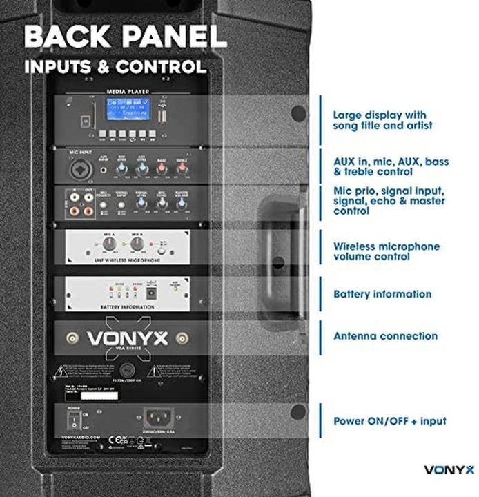 Actual product image Vonyx VSA700 (8 h, Rechargeable battery operated, Electrical connection)