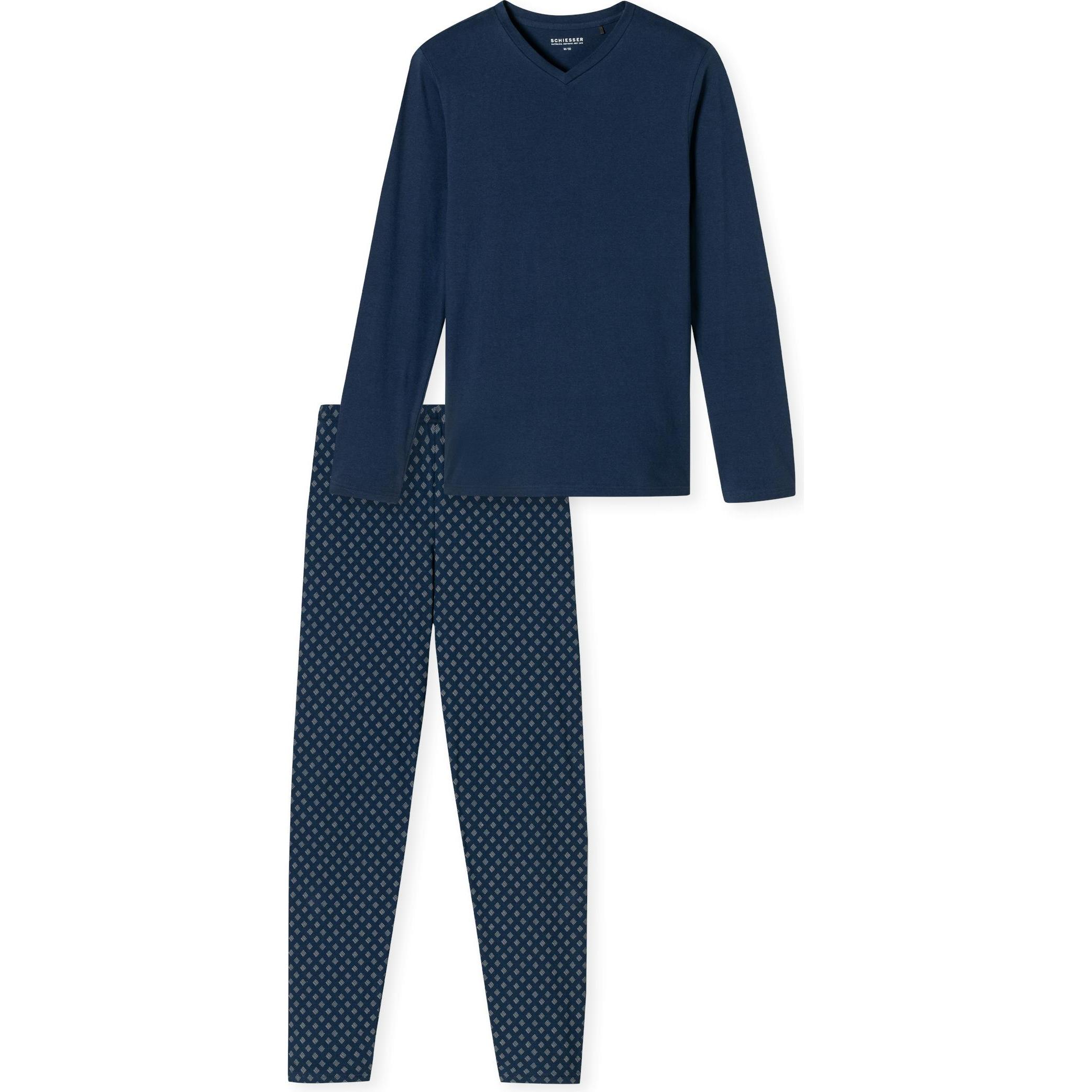 Schiesser, Herren, Pyjama, Schlafanzug lang, Blau, (XXL)