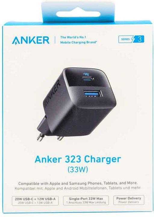 Image du produit Anker Chargeur 323 Dual-Port 33W, EU Plug (33 W)