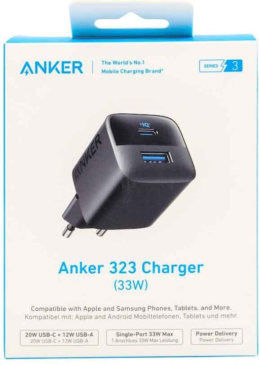 Produktbild Anker 323 Dual-Port 33W Charger, EU Plug (33 W)