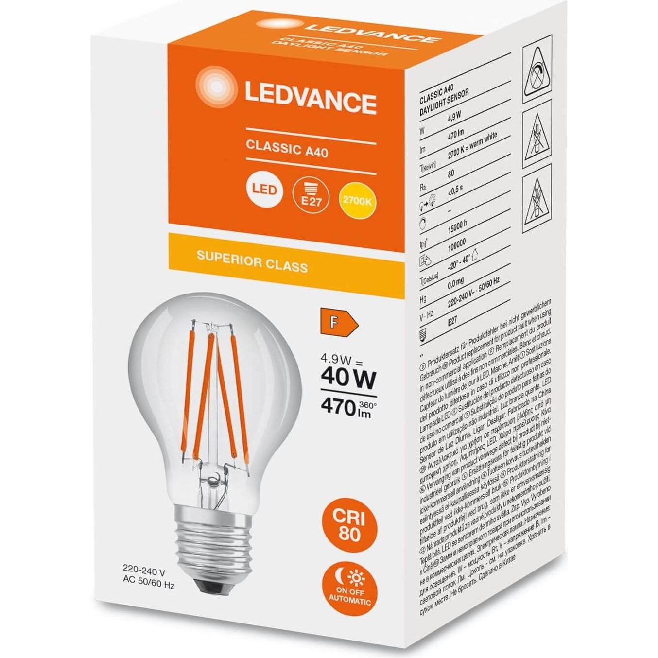 Thumbnail - Ledvance, Leuchtmittel, LED-Sensorlampe (E27, 4.90 W, 470 lm, 1 x, F)
