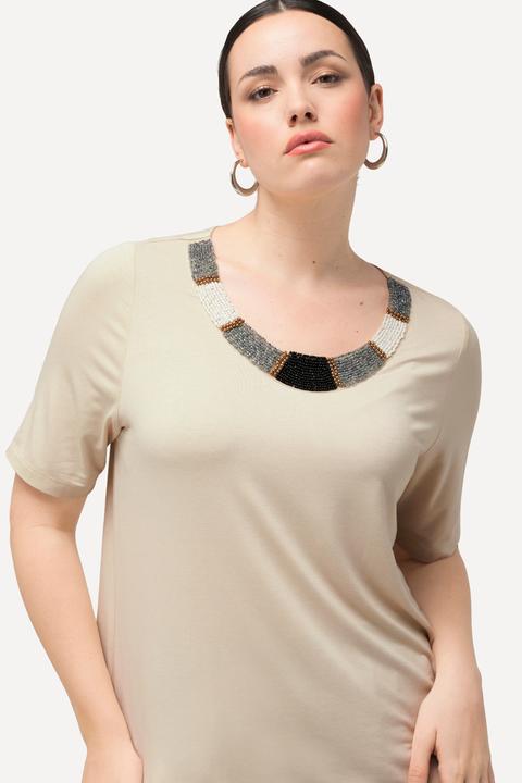 Produktbild Ulla Popken T-Shirt, Perlenstickerei, A-Linie, Rundhals, Halbarm (42, 44)