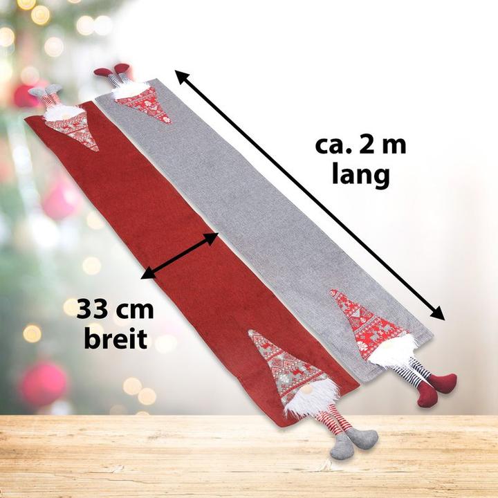 Produktbild Hermex 2er Set Tischläufer Tischdecke mit Wichteln (33 x 208 cm)